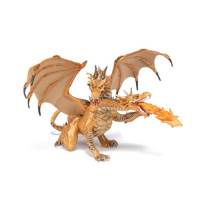 Figurine Dragon deux têtes or Papo en PVC, Collection Fantastique, jouet éducatif idéal pour enfants et collectionneurs