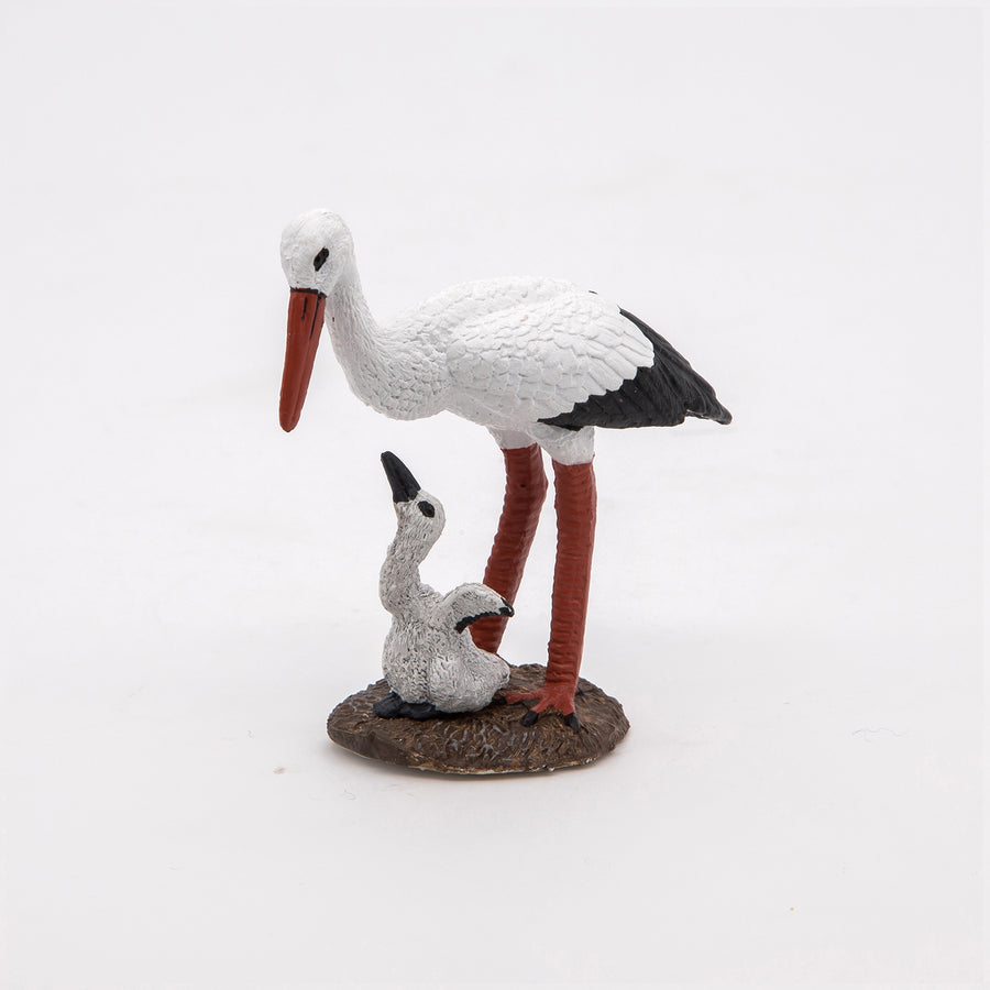 Figurine Cigogne et son bébé Papo en PVC, thème oiseaux, Collection Animaux sauvages, jouet éducatif idéal pour enfants et collectionneurs