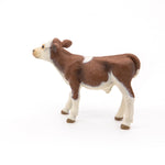 Figurine Veau simmental Papo en PVC, Collection Vie à la ferme, jouet éducatif idéal pour enfants et collectionneurs