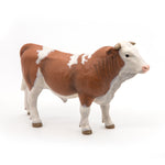 Figurine Taureau simmental Papo en PVC, Collection Vie à la ferme, jouet éducatif idéal pour enfants et collectionneurs