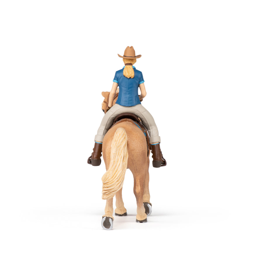 Figurine Cheval western et sa cavalière Papo en PVC, Collection chevaux, jouet éducatif idéal pour enfants et collectionneurs