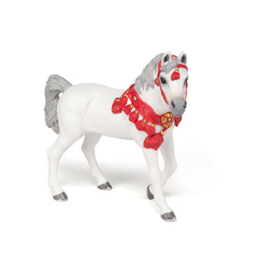 Cheval Arabe blanc en tenue de parade Papo en PVC, Collection chevaux, jouet éducatif idéal pour enfants et collectionneurs