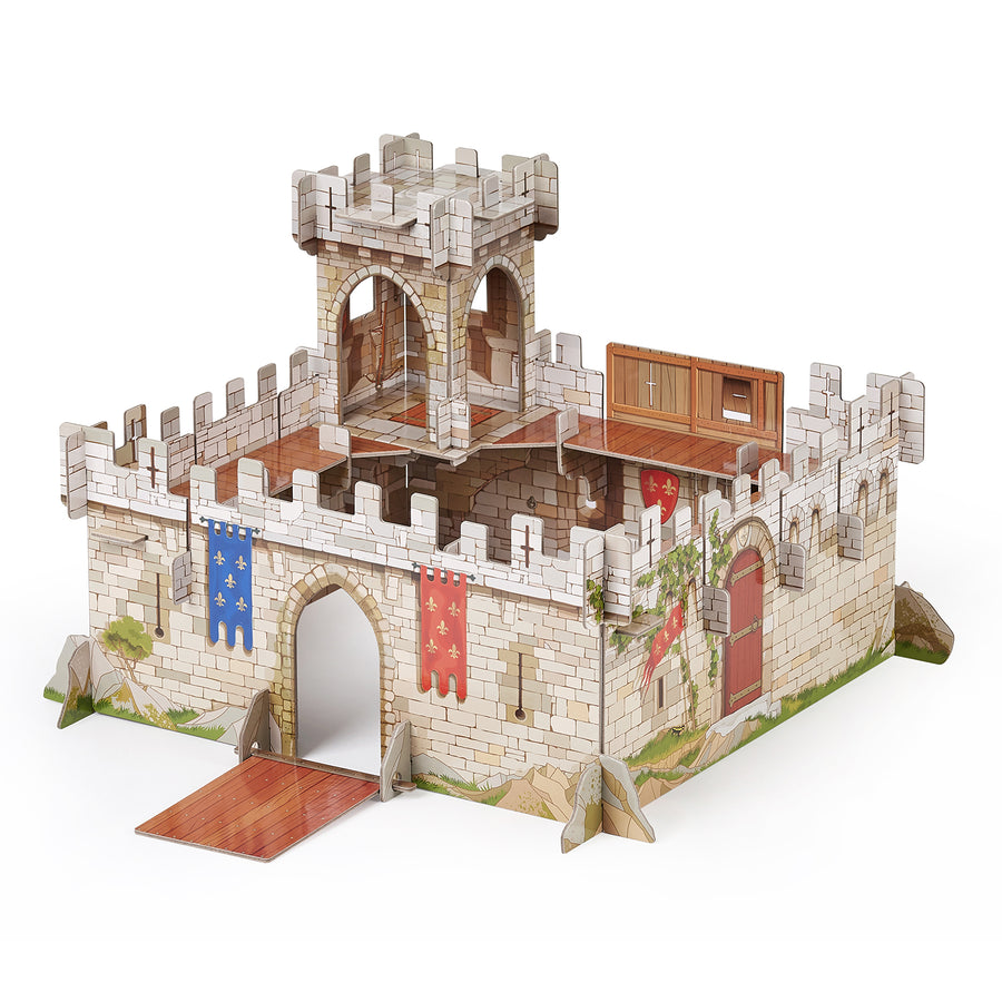 Le Château du Prince Philippe Papo en carton renforcé, Collection Médiéval, décor pour figurines, idéal pour enfants