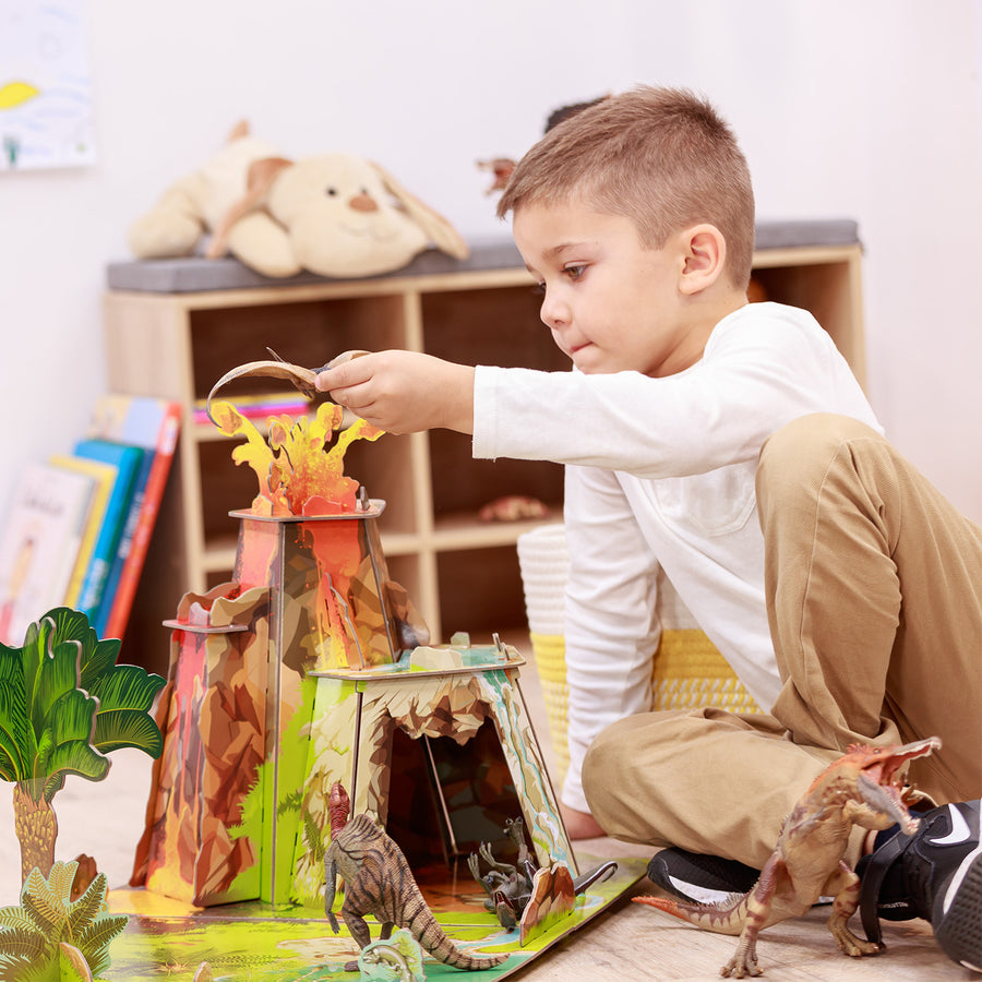 La terre des dinosaures (Isiplay) Papo en carton renforcé, Collection Dinosaures, jouet éducatif idéal pour enfants et collectionneurs